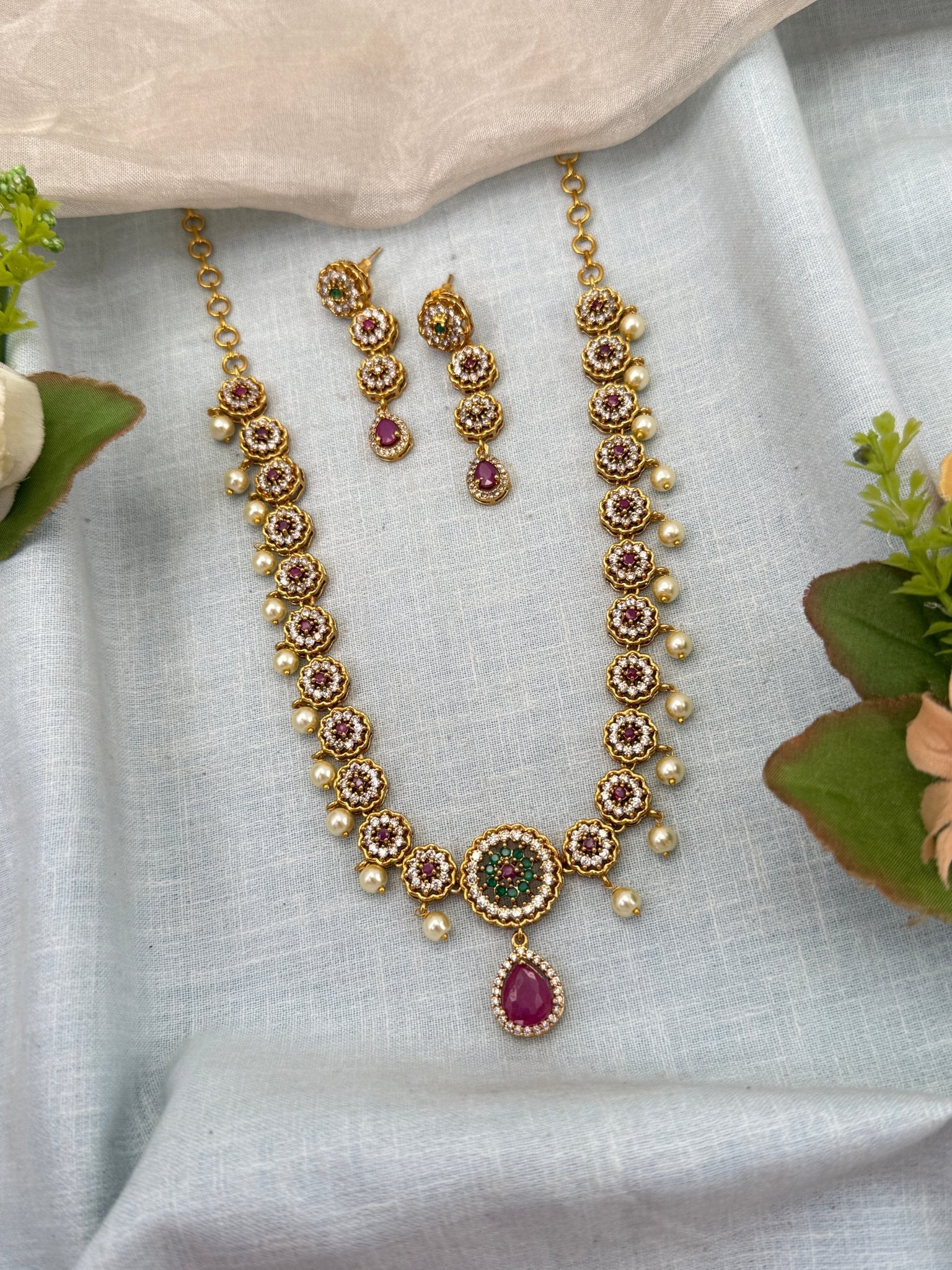 Royal Stone Short Necklace Set 648 - Mahilas