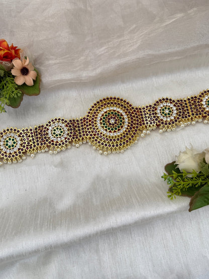 Royal Temple Pure Kemp Brass Bharatanatyam Waist Belt 023 - Mahilas