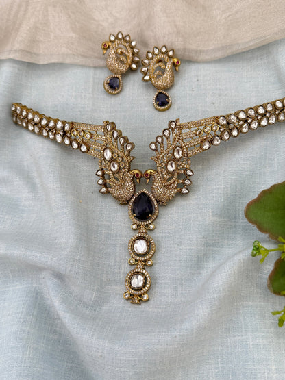 Royal Victorian Hasli Style Peacock Short Necklace Set 674 - Mahilas