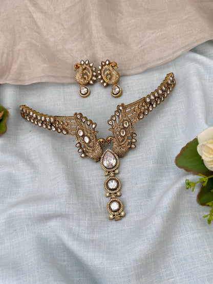 Royal Victorian Hasli Style Peacock Short Necklace Set 675 - Mahilas
