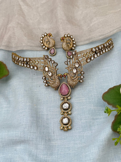 Royal Victorian Hasli Style Peacock Short Necklace Set 678 - Mahilas