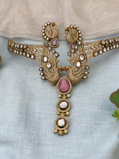 Royal Victorian Hasli Style Peacock Short Necklace Set 678 - Mahilas