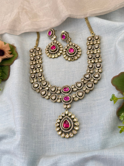 Royal Victorian Kundan Layer Short Necklace Set 679 - Mahilas
