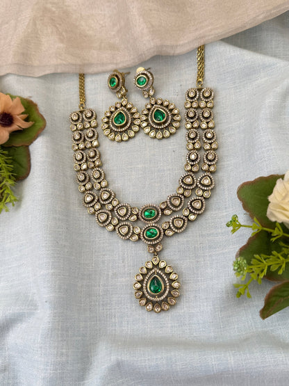 Royal Victorian Kundan Layer Short Necklace Set 680 - Mahilas