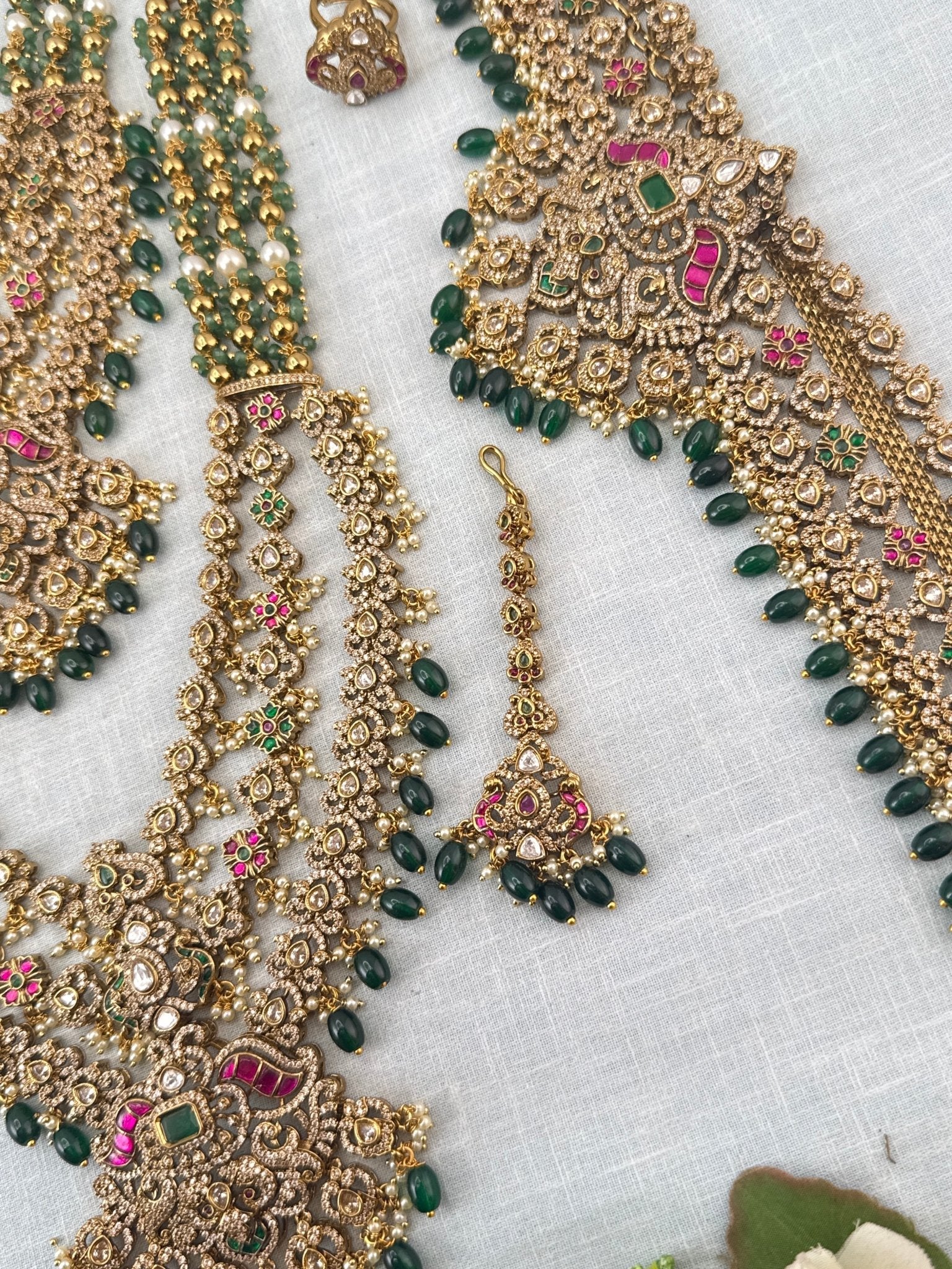 Royal Victorian Stone Layered Bridal Necklace Set 727 - Mahilas