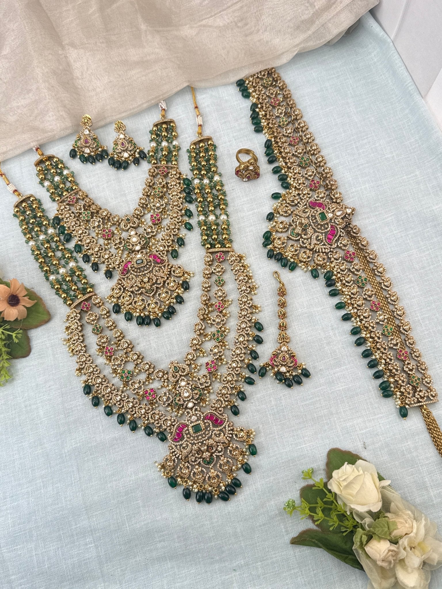 Royal Victorian Stone Layered Bridal Necklace Set 727 - Mahilas