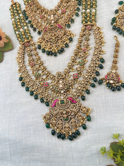 Royal Victorian Stone Layered Bridal Necklace Set 727 - Mahilas