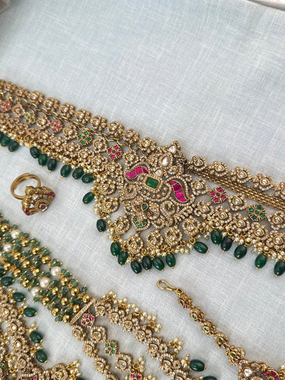 Royal Victorian Stone Layered Bridal Necklace Set 727 - Mahilas