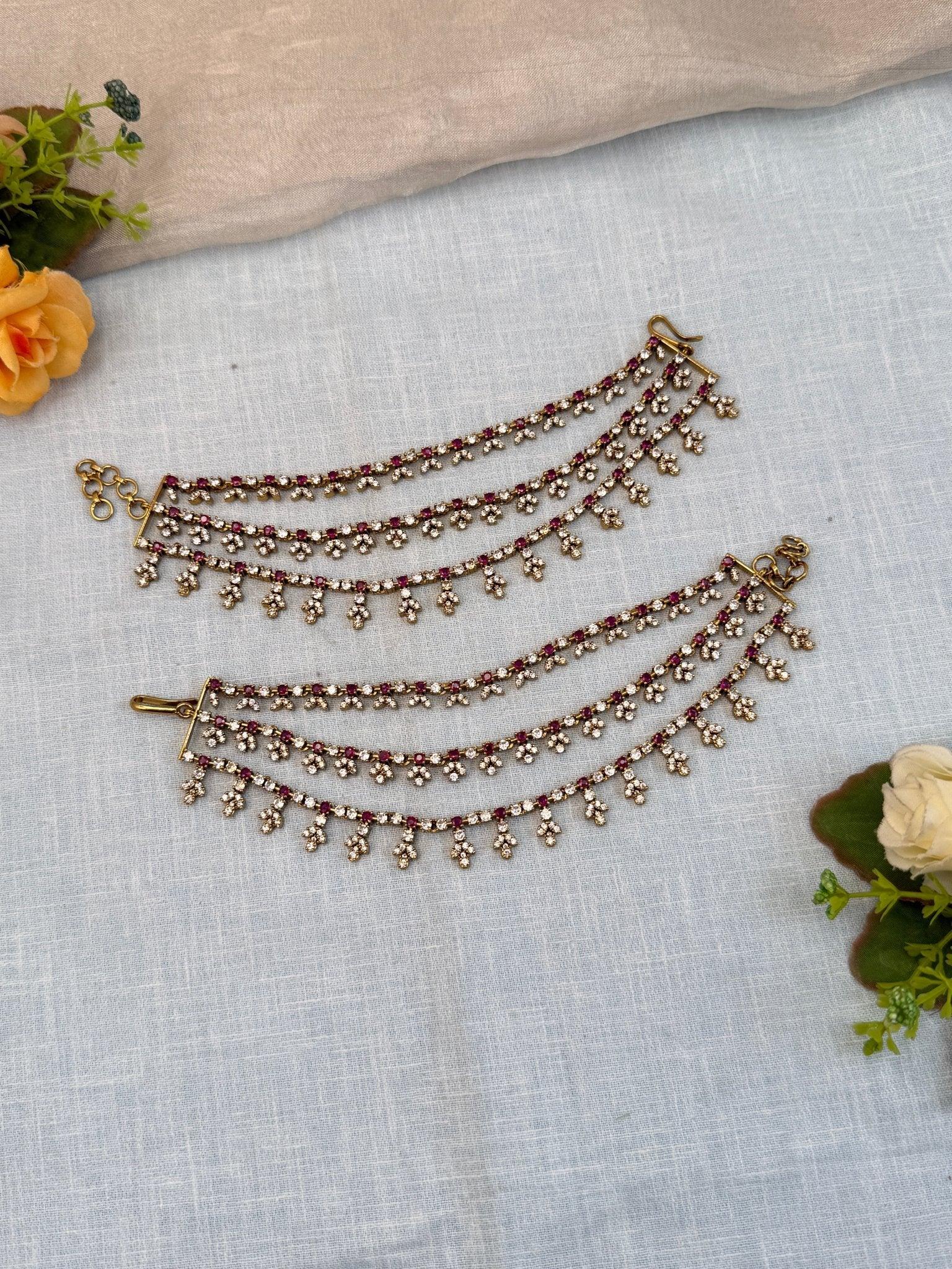 Royal Victorian Stone Maatal Ear Chain 260 - Mahilas