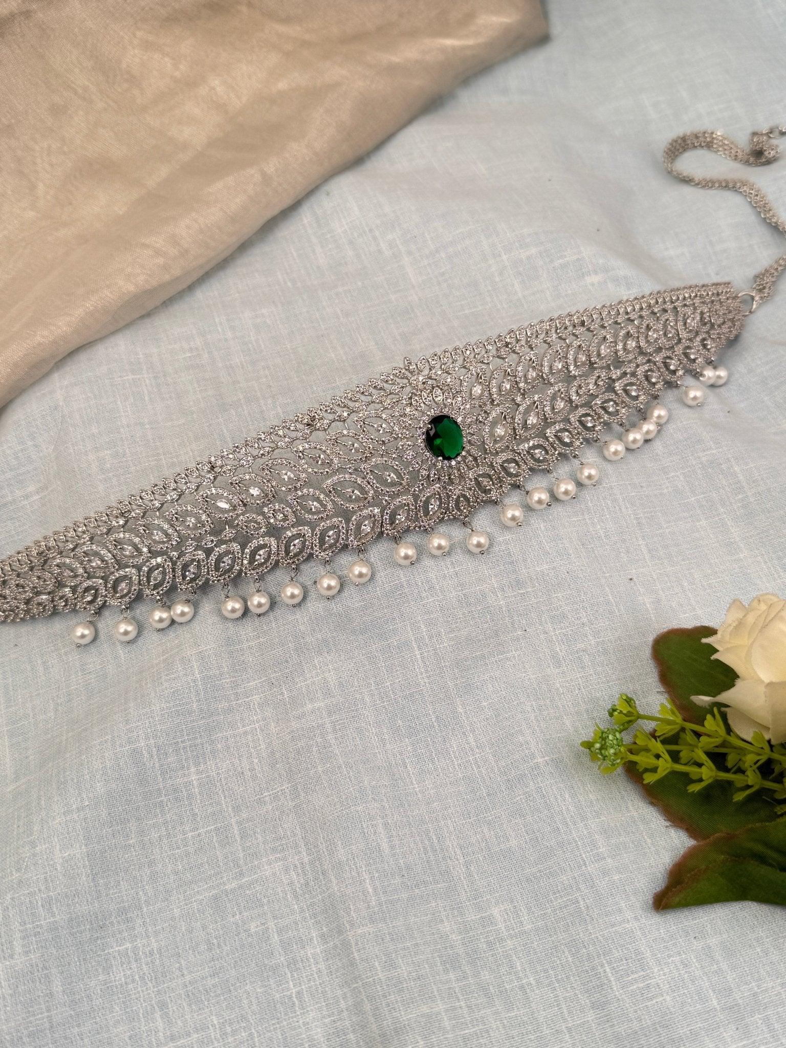 Royal White Stone Belt Vaddanam Kamarbandh 7098 - Mahilas