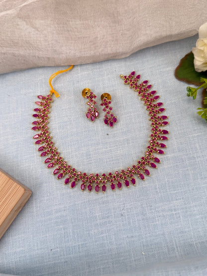 Royal Zircon Stone Short Necklace Set 563 - Mahilas