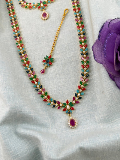 Semi Bridal Pearl Stone Necklace Set | Combo | 001 - Mahilas