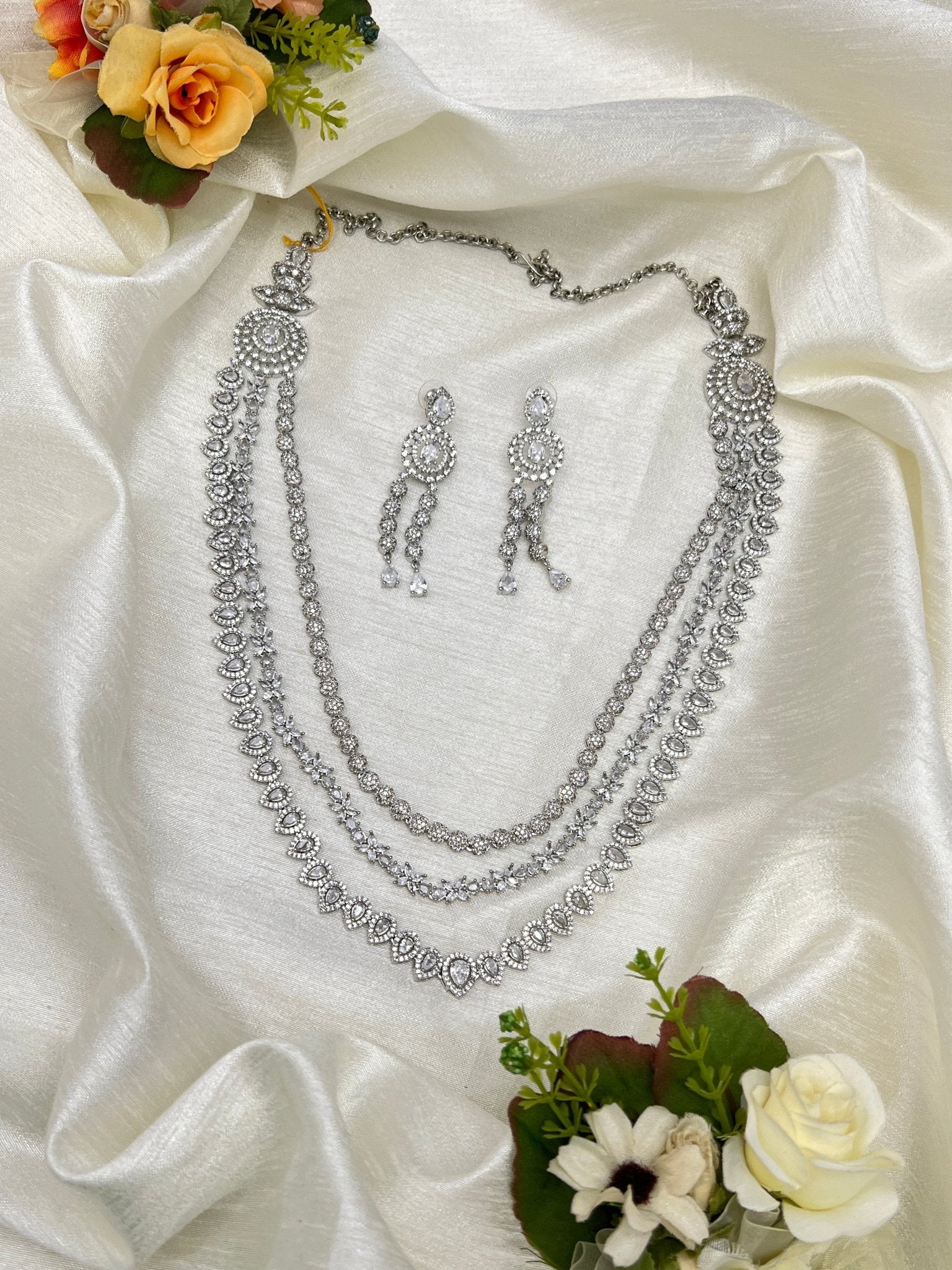 Silver Stone layered Necklace 0092 - Mahilas