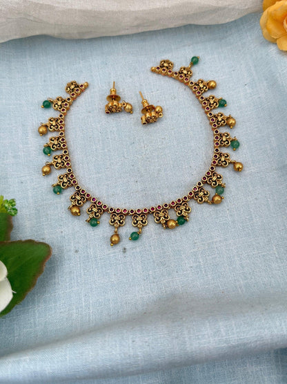 Simple Antique Short Necklace Set 0147 - Mahilas