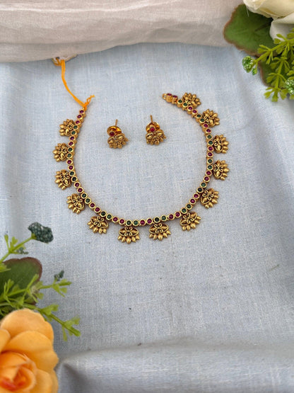 Simple Antique Short Necklace Set 0161 - Mahilas