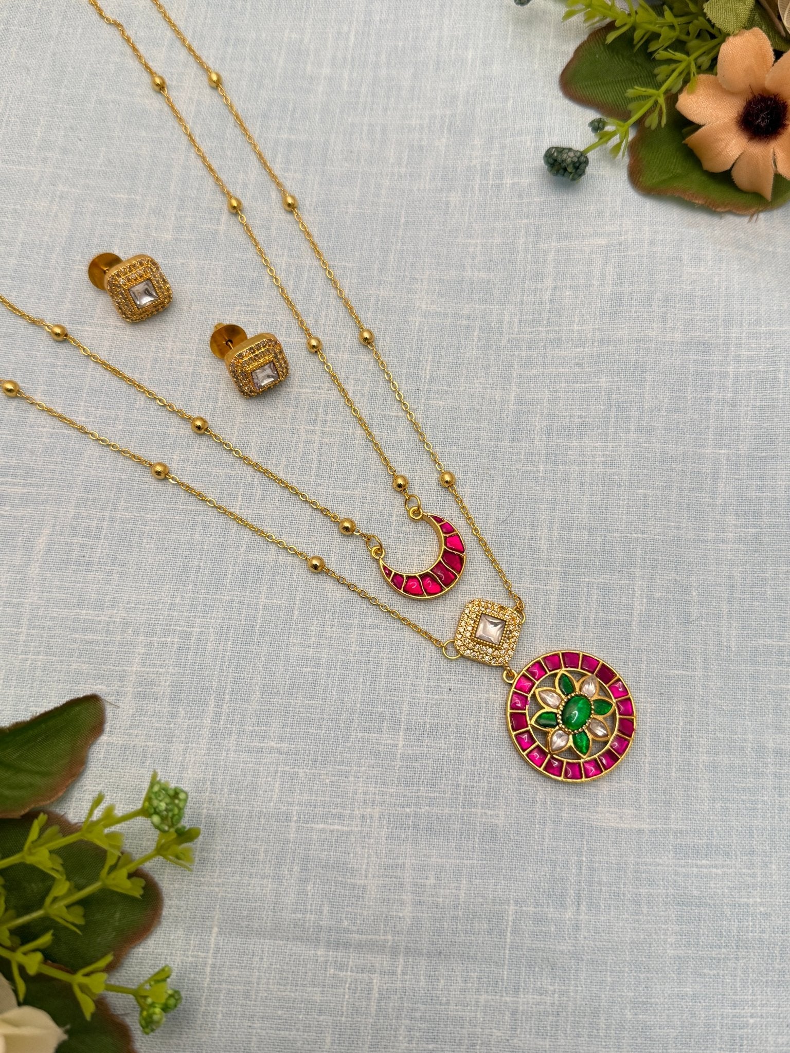 Simple Jadau Necklace 409 - Mahilas