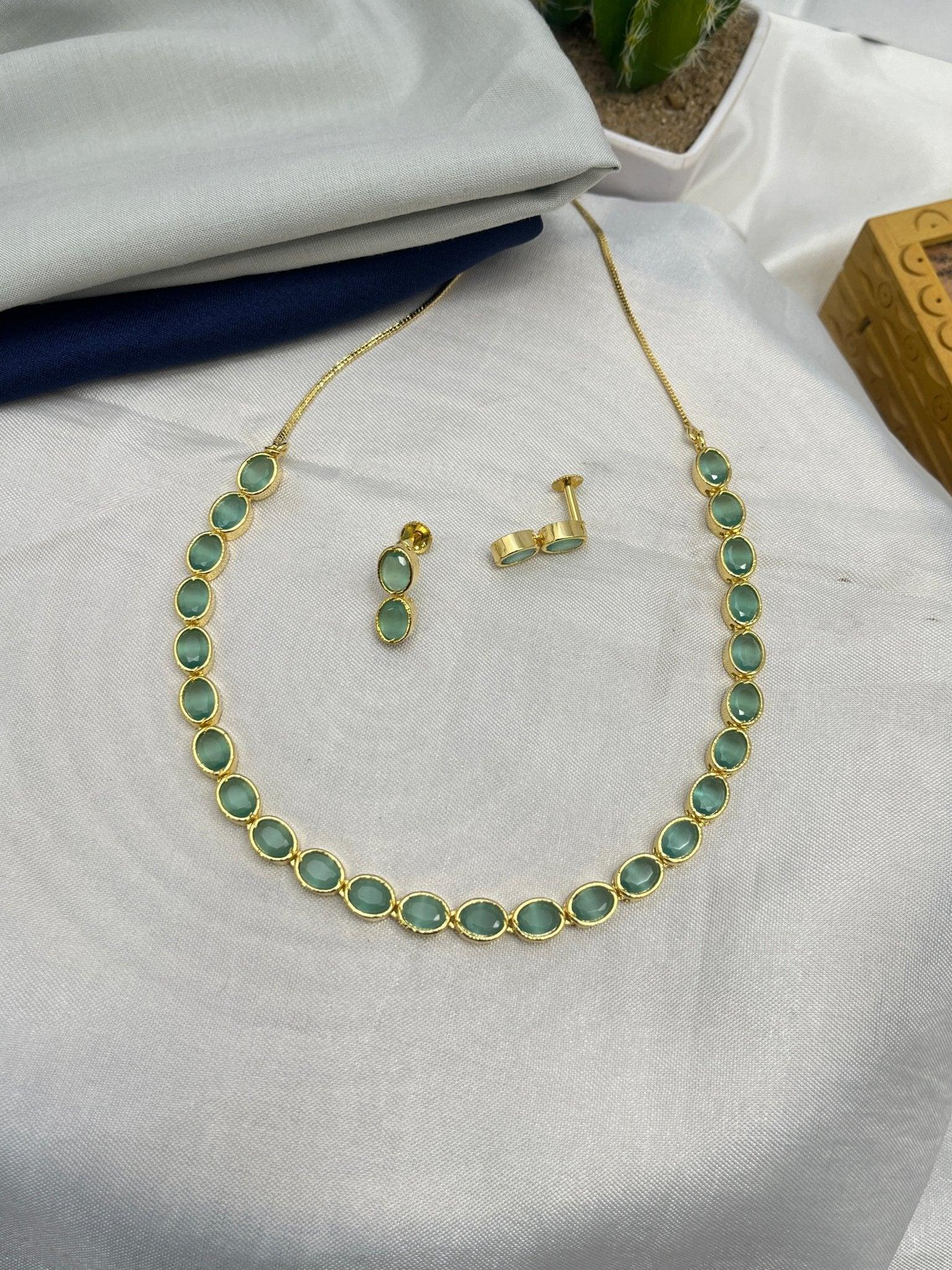 Simple Stone Necklace Set 0072 - Mahilas