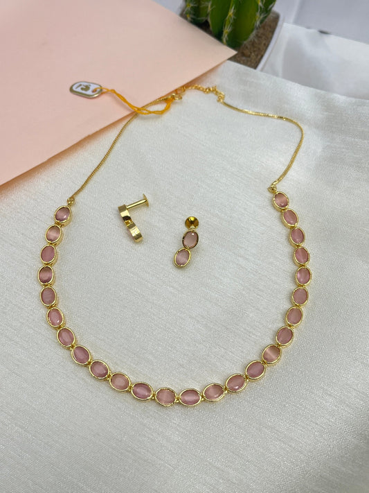 Simple Stone Necklace Set 0074 - Mahilas