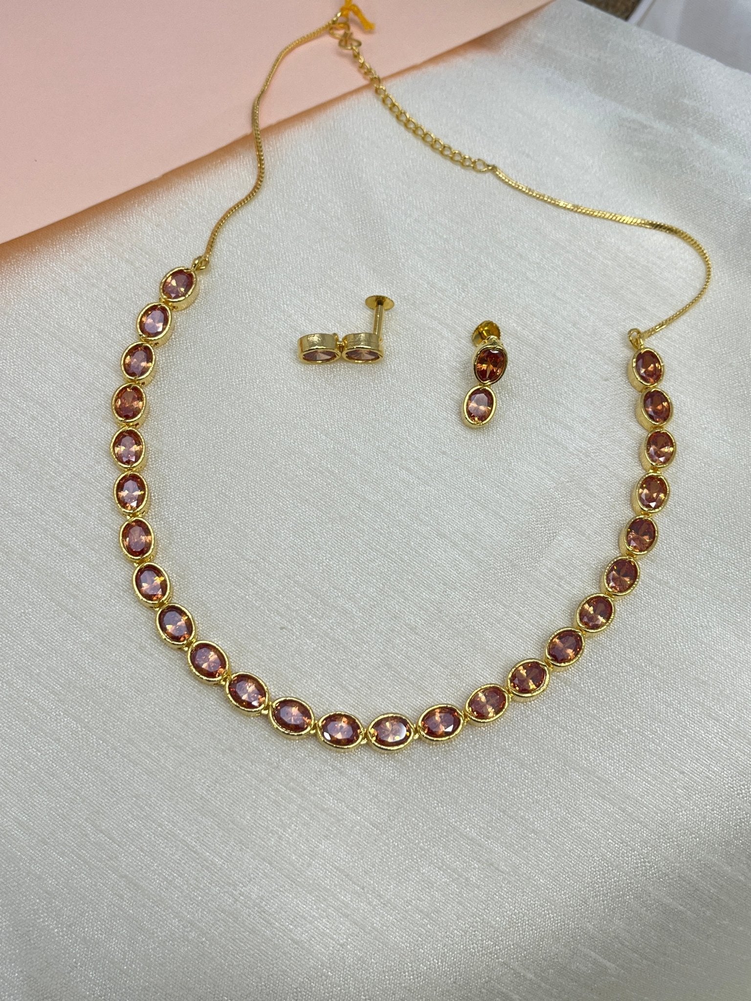 Simple Stone Necklace Set 0075 - Mahilas