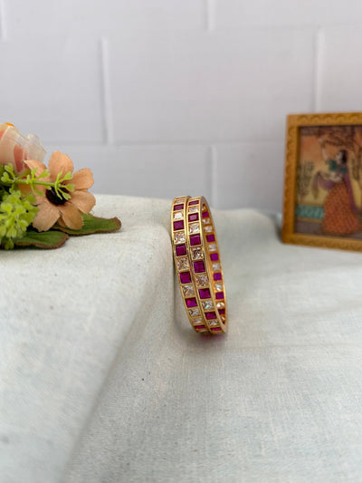 Swarna Gold Like Stone Bangles | Set of 2| B0090 - 5 Color Options - Mahilas