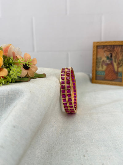 Swarna Gold Like Stone Bangles | Set of 2| B0090 - 5 Color Options - Mahilas