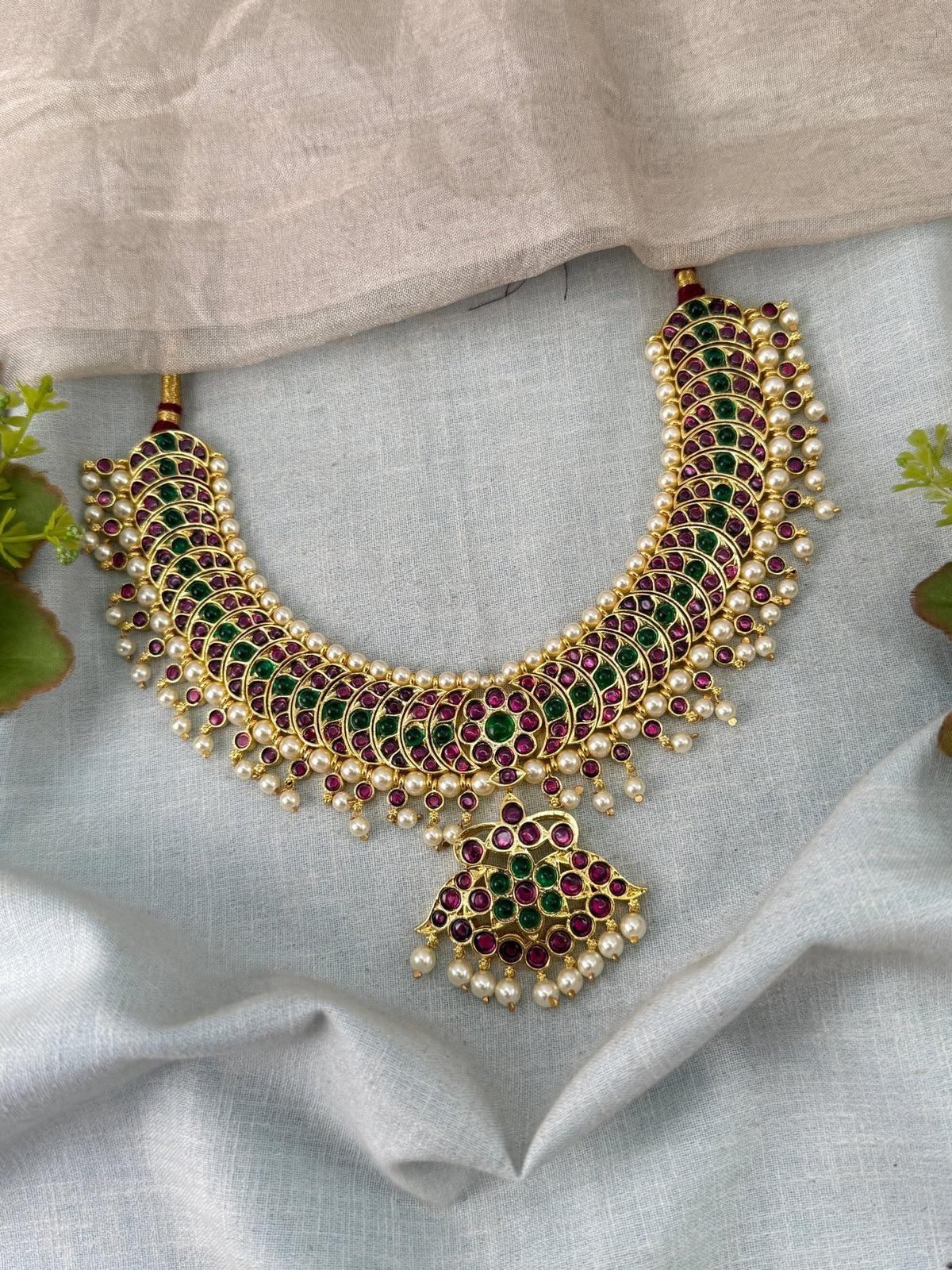 Temple Short Necklace In Pure Brass | Bharatanatyam-002 - Mahilas