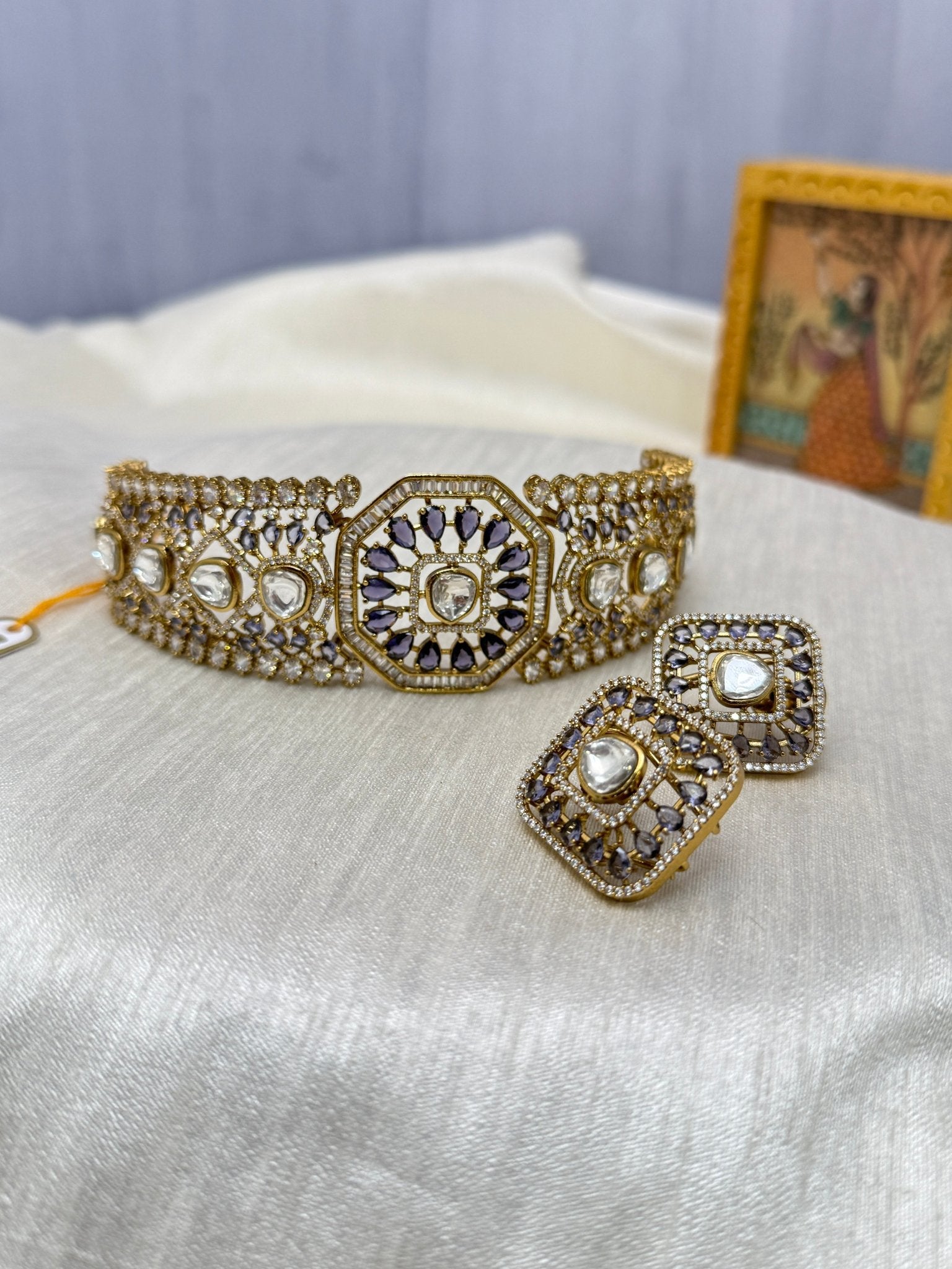 Victorian Choker Necklace Set 228 (3 Colours) - Mahilas