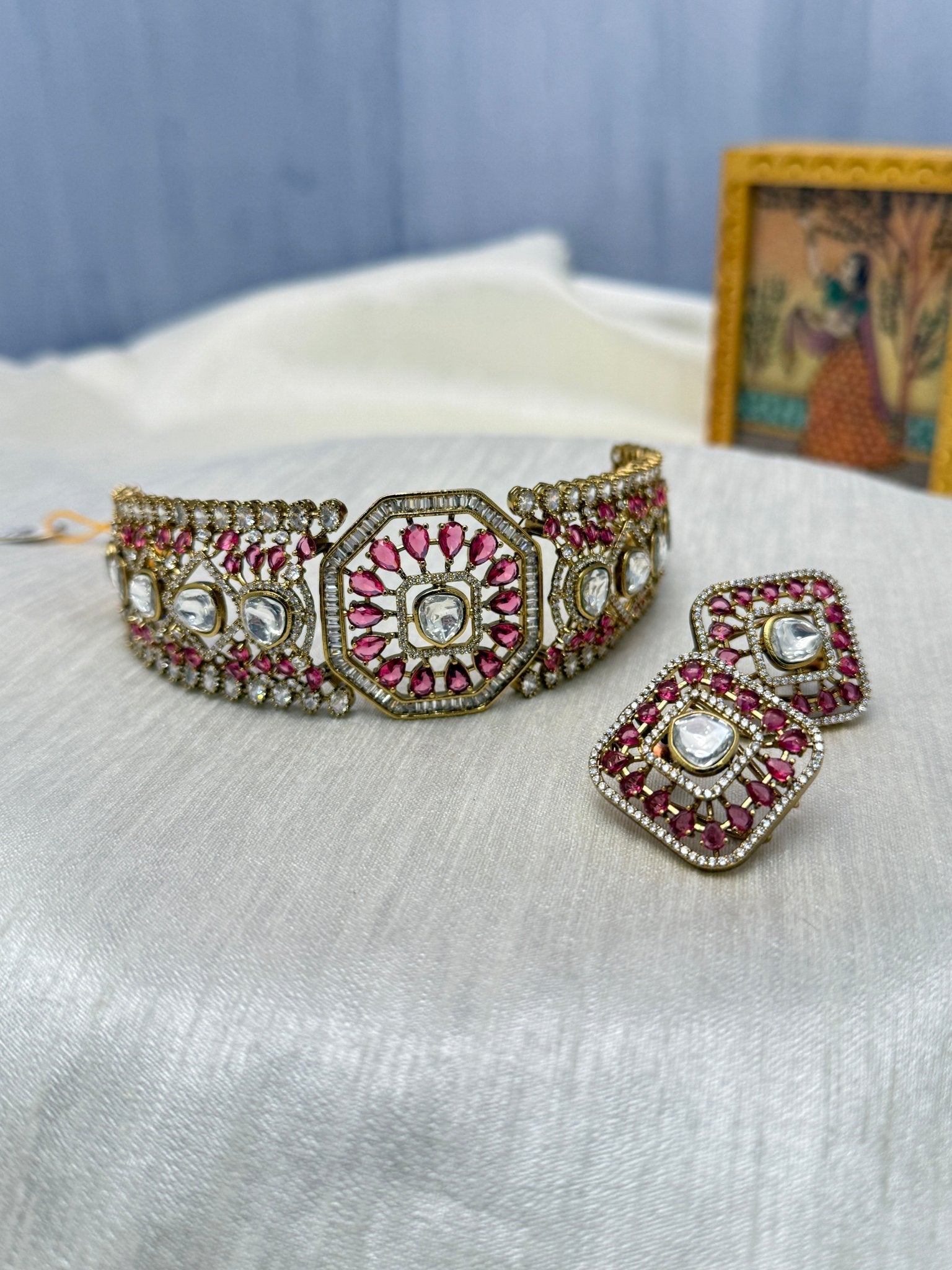 Victorian Choker Necklace Set 228 (3 Colours) - Mahilas