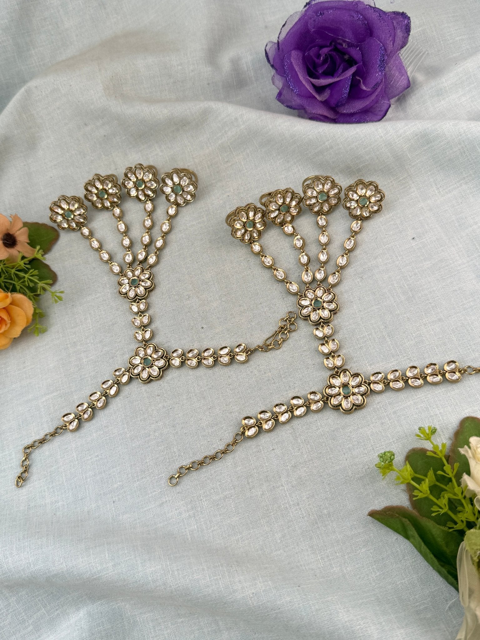 Victorian Kundan Hathpan Hathphool | F0052A - Mahilas