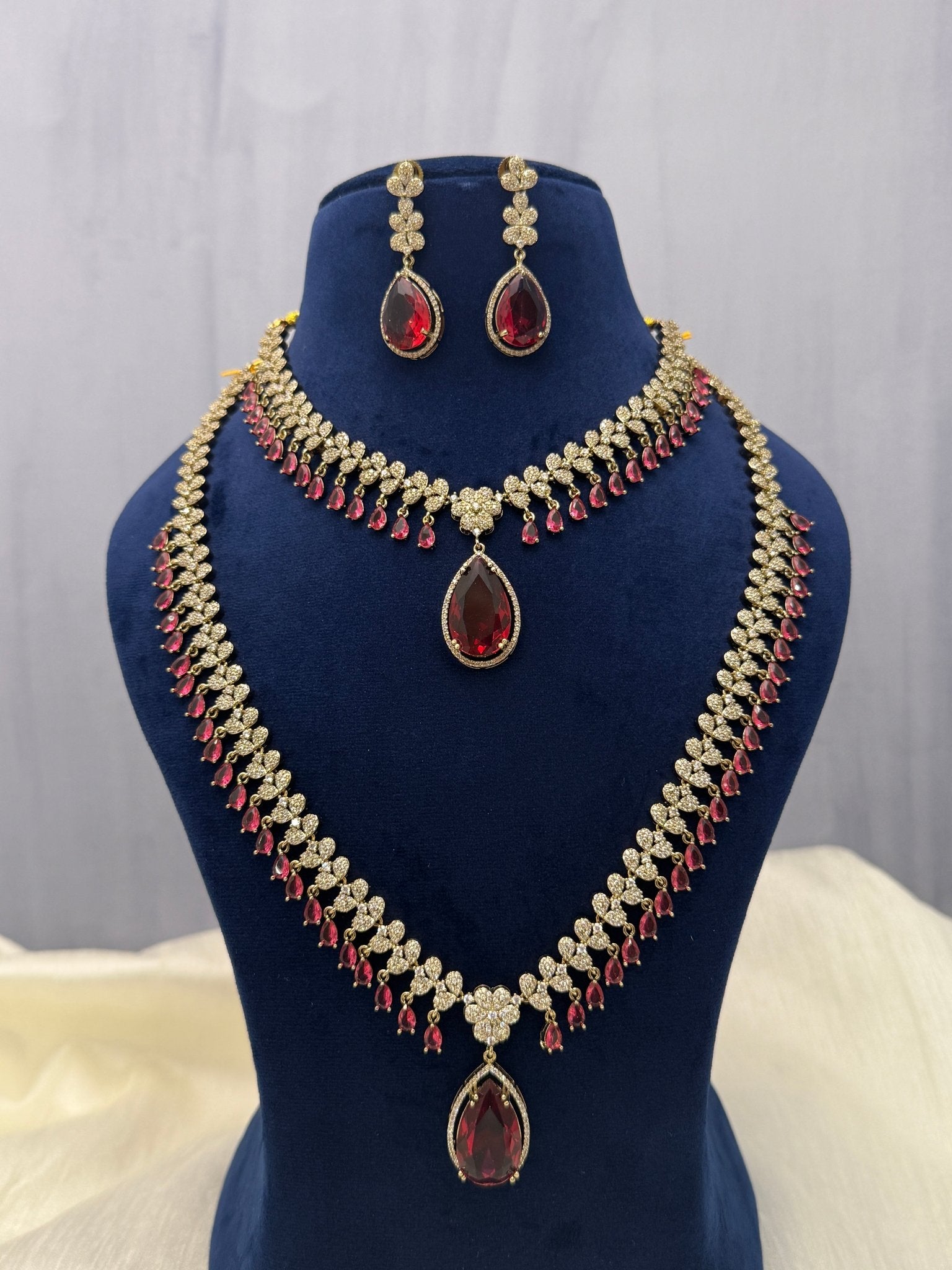 Victorian Kundan Stone Necklace Set 0763 - Mahilas
