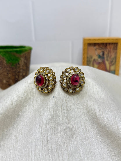 Victorian Kundan Studs 1143 - 4 Colors - Mahilas