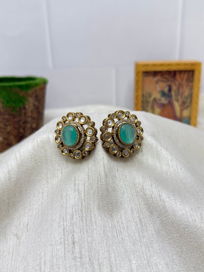 Victorian Kundan Studs 1143 - 4 Colors - Mahilas