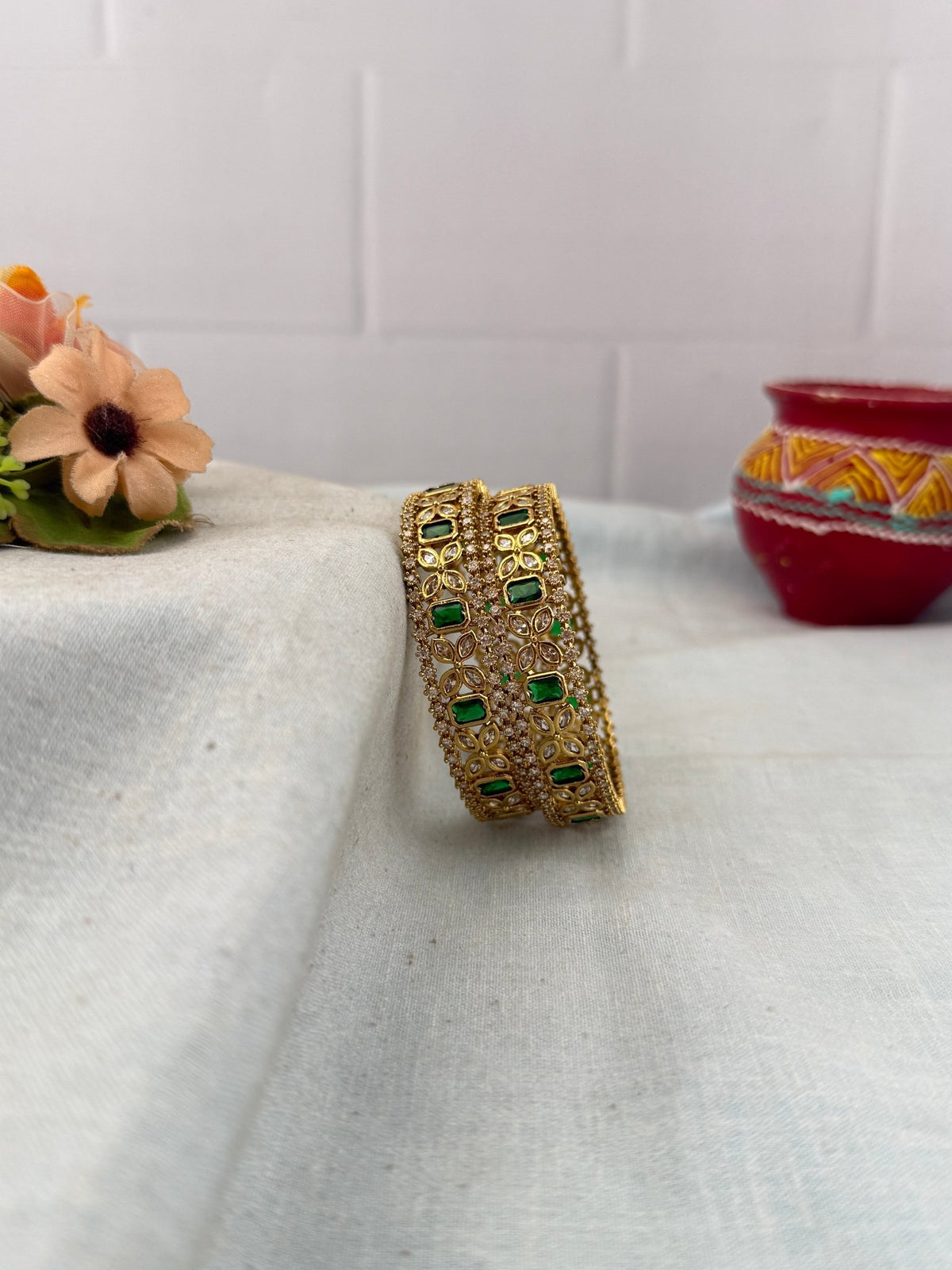 Victorian Stone Bangles | Set of 2 | B0196 - Mahilas