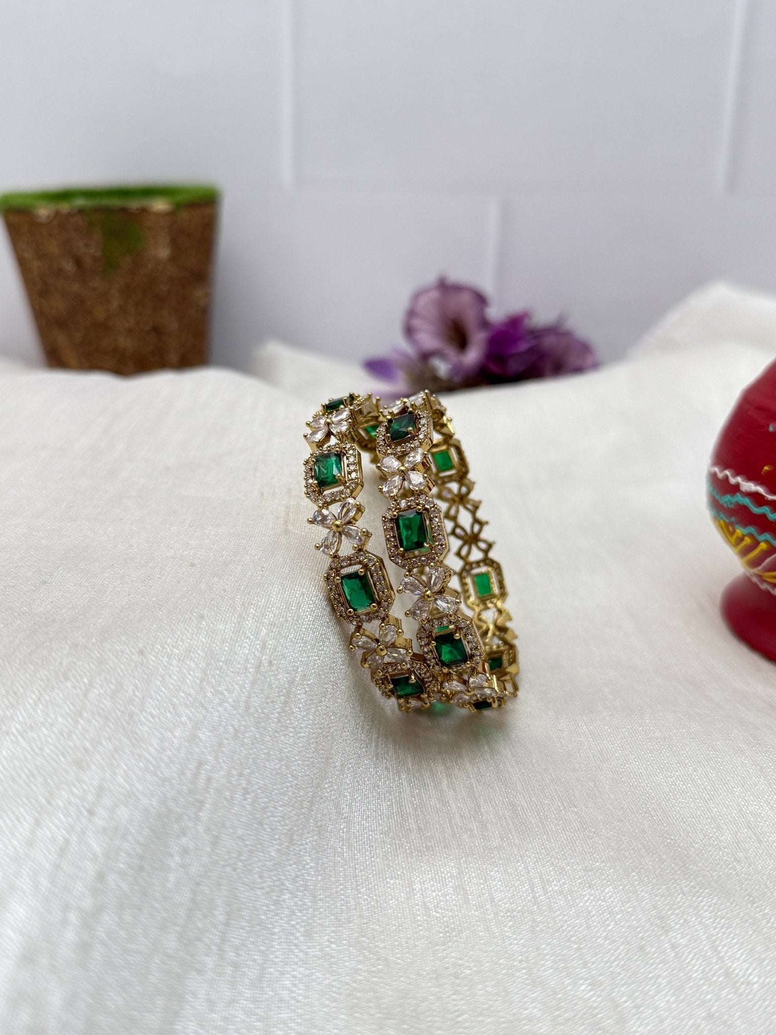 Victorian Stone Designer Stone Bangles 6910 - 5 Colors - Mahilas