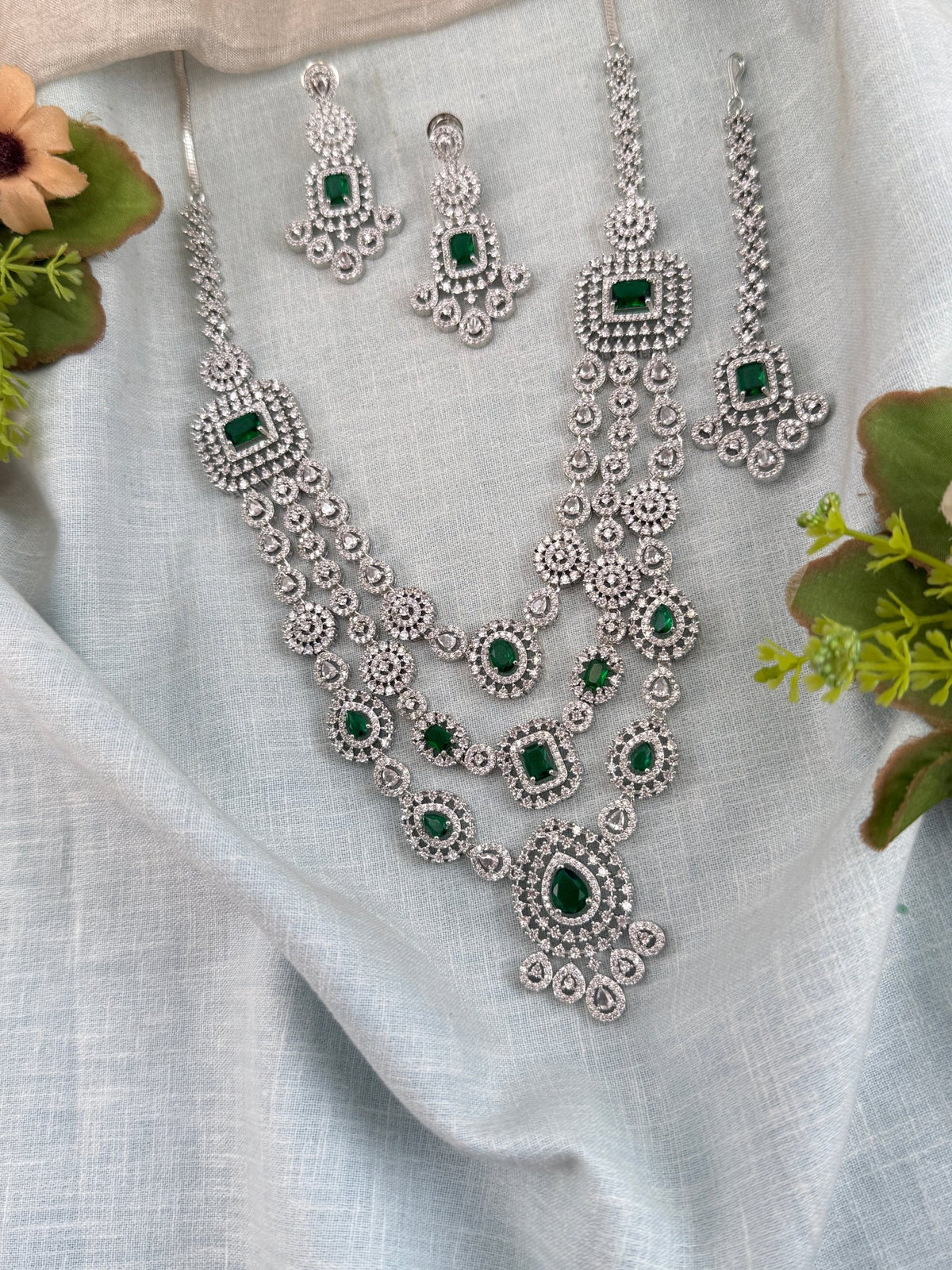 Victorian Stone Layer Long Necklace Set | Combo | 038 - Mahilas
