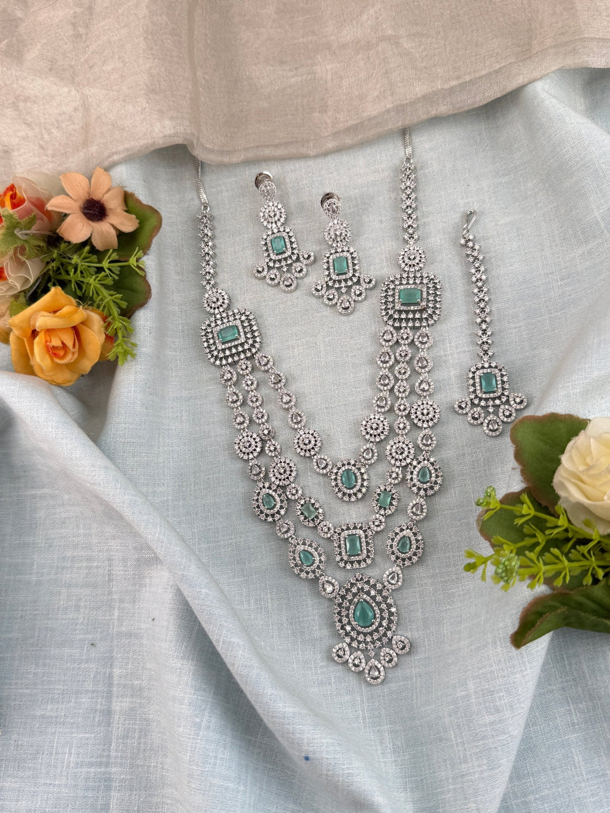 Victorian Stone Layer Long Necklace Set | Combo | 040 - Mahilas