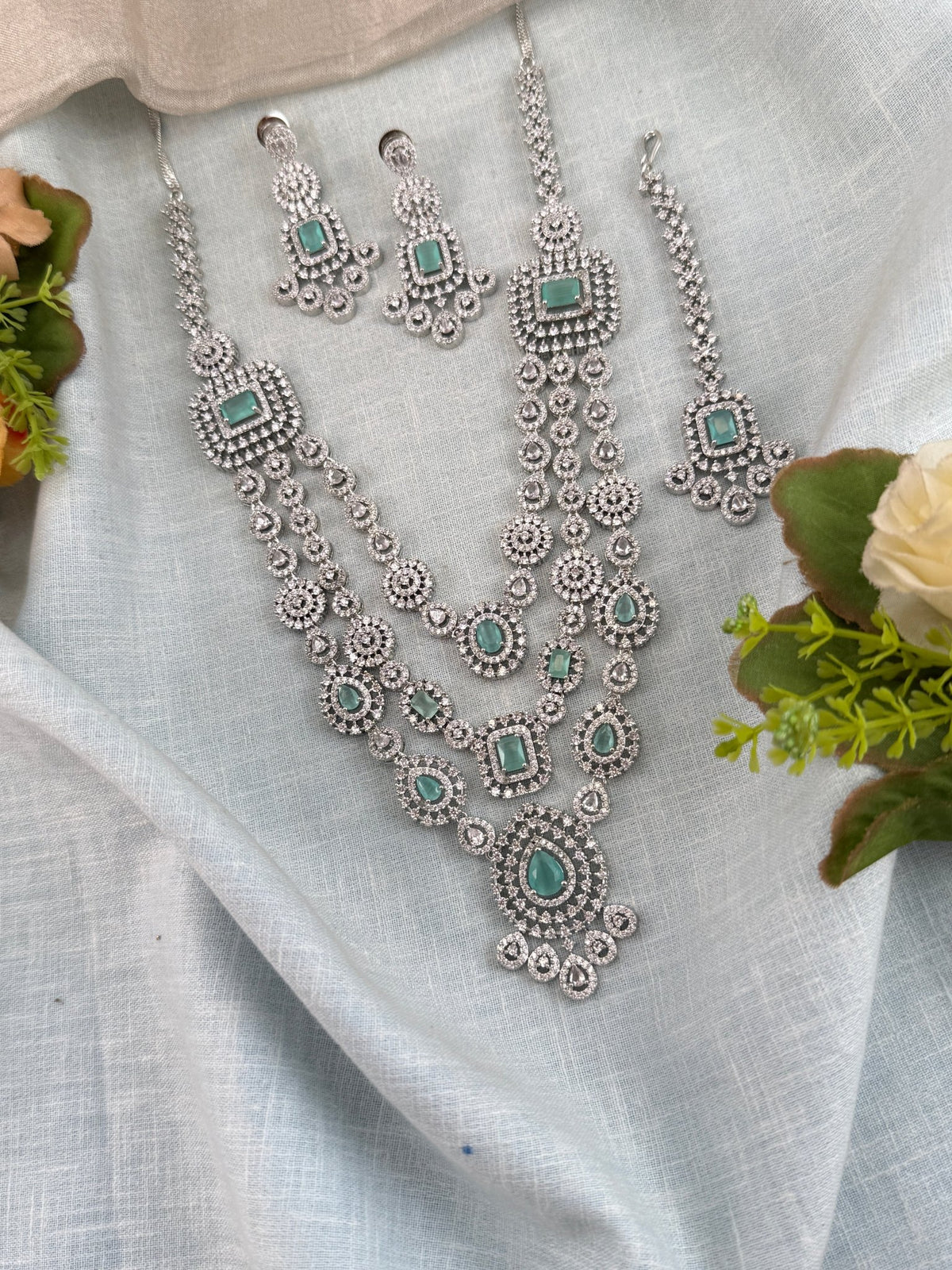 Victorian Stone Layer Long Necklace Set | Combo | 040 - Mahilas