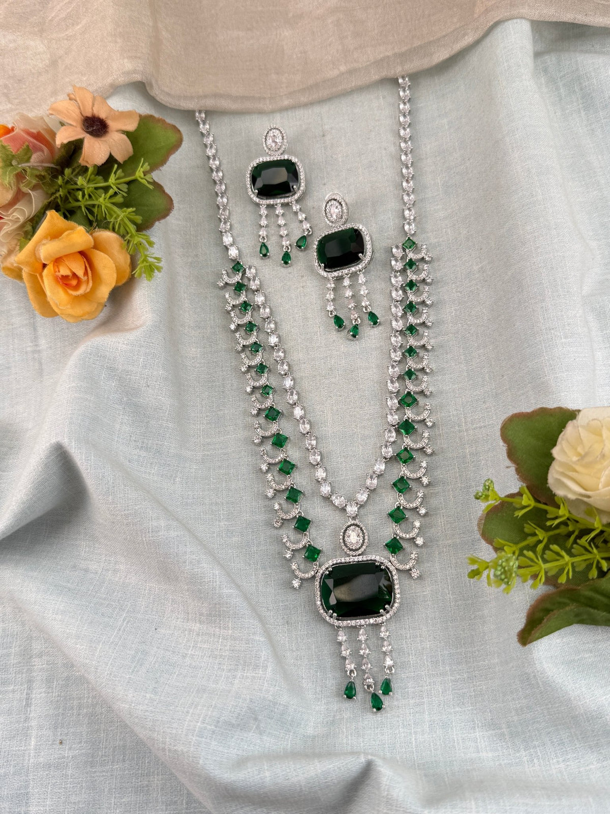 Victorian Stone Layer Mid-Long Necklace Set | 042 - Mahilas