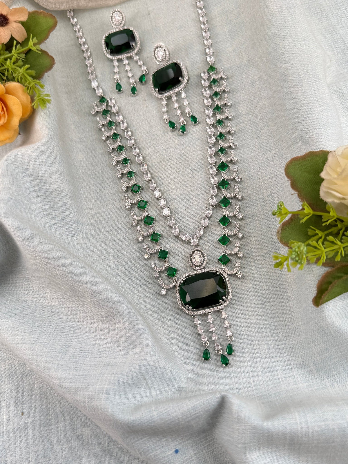 Victorian Stone Layer Mid-Long Necklace Set | 042 - Mahilas