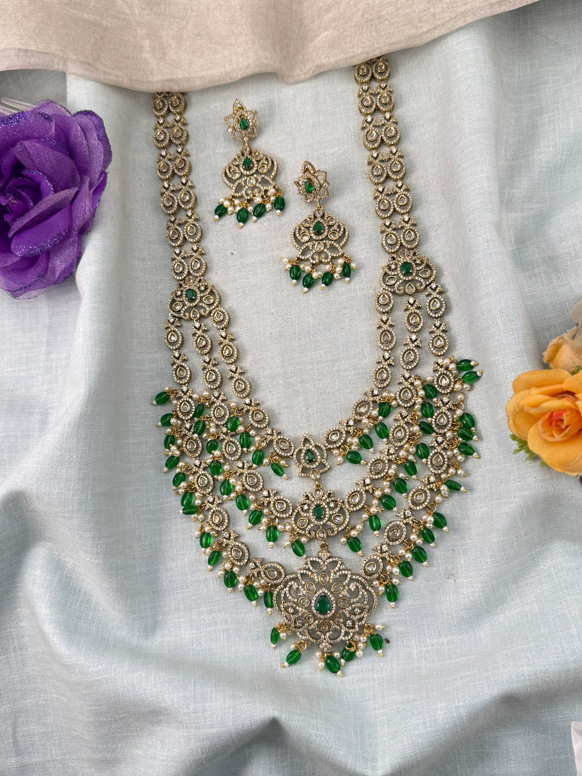 Victorian Stone Long Layer Necklace Set | 004 - Mahilas