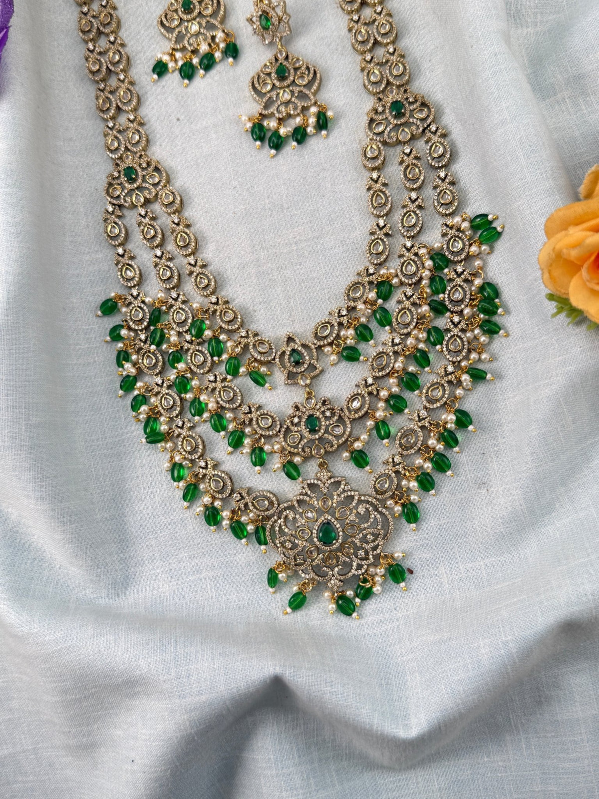 Victorian Stone Long Layer Necklace Set | 004 - Mahilas