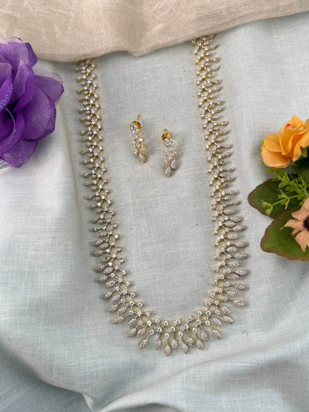 Victorian Stone Long Necklace Set | 012 - Mahilas