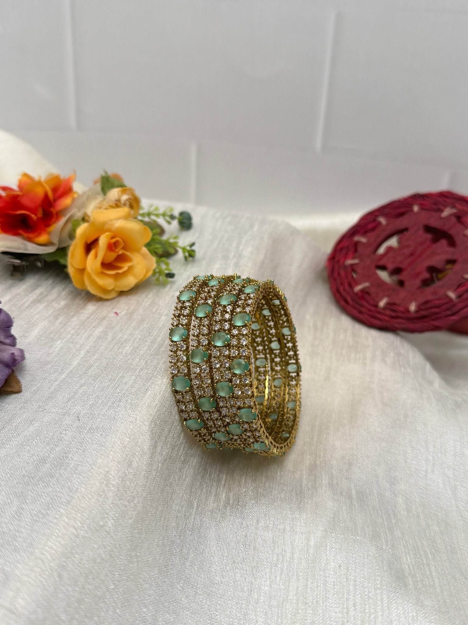Victorian Stone Luxurious Bangles 6932 - 6 Colors - Mahilas