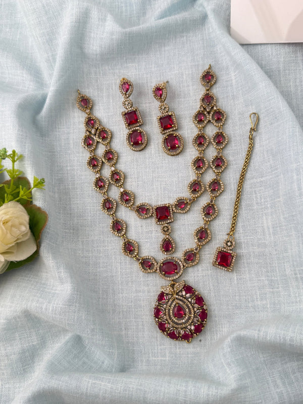 Victorian Stone Necklace Layered Designer Set| N0742