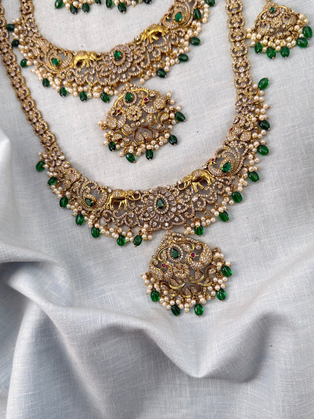Victorian Stone Semi Bridal Necklace Set | Combo | 013 - Mahilas