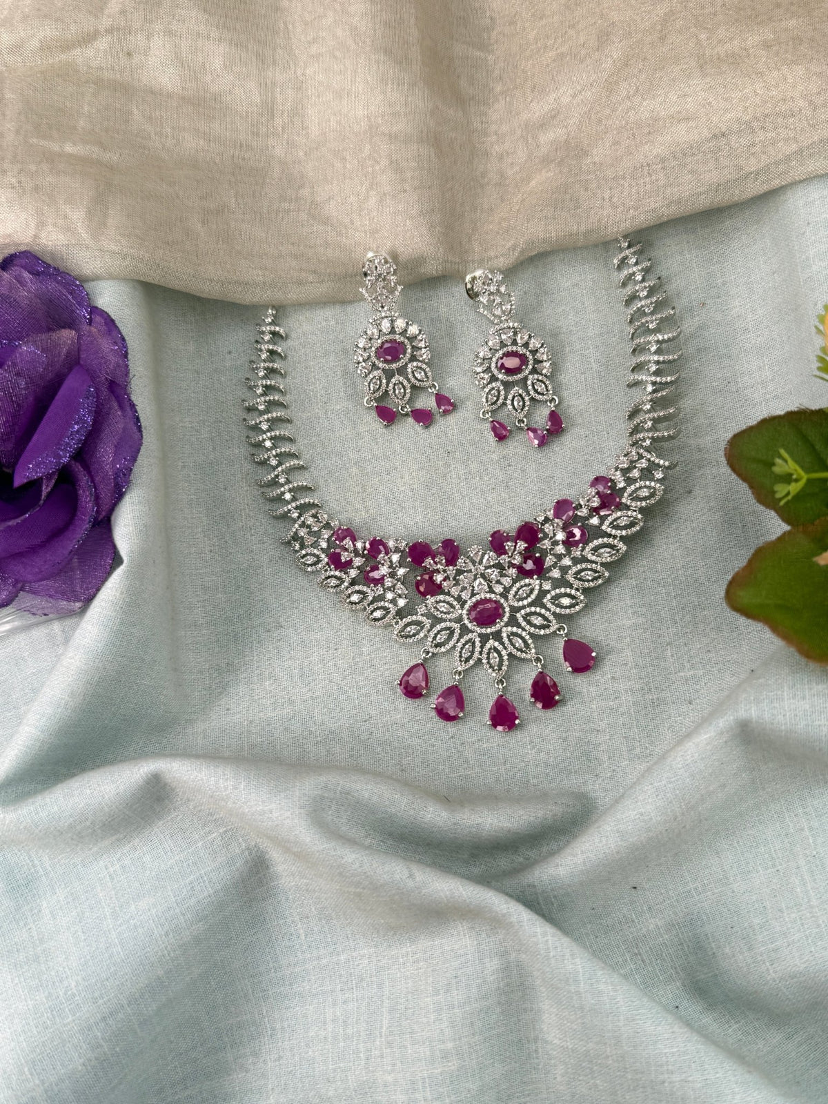 Victorian Stone Short Necklace Set | 010 - Mahilas