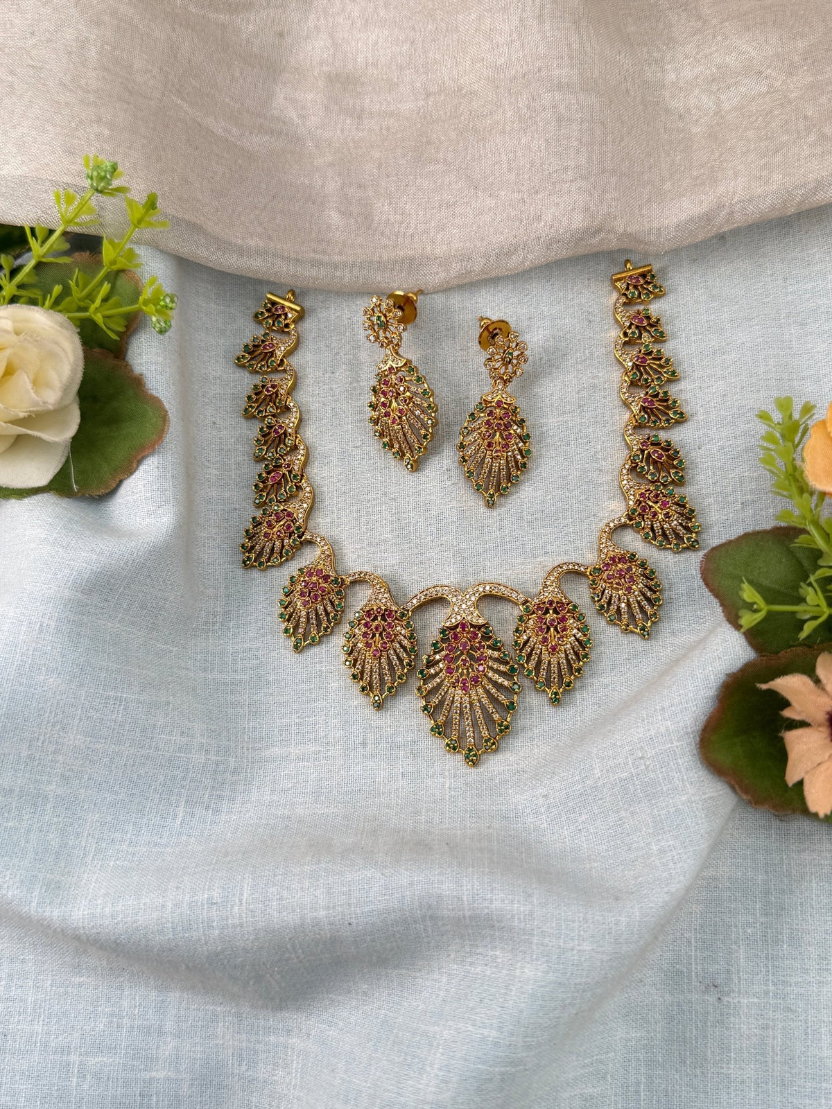 Victorian Stone Short Necklace Set | 032 - Mahilas
