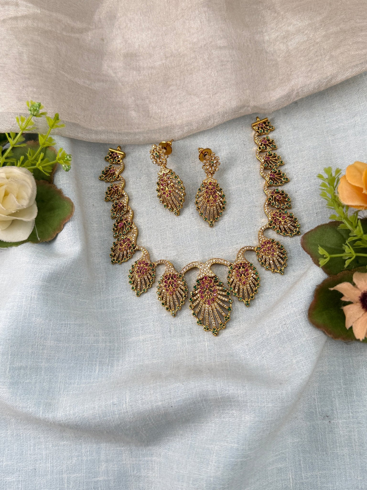 Victorian Stone Short Necklace Set | 032 - Mahilas