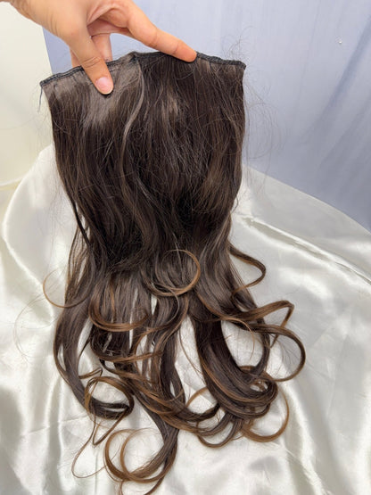 Wavy 3 Clips Volumising 20 & 16 Inches Human Hair Extension - Natural Black and Natural Brown - Mahilas