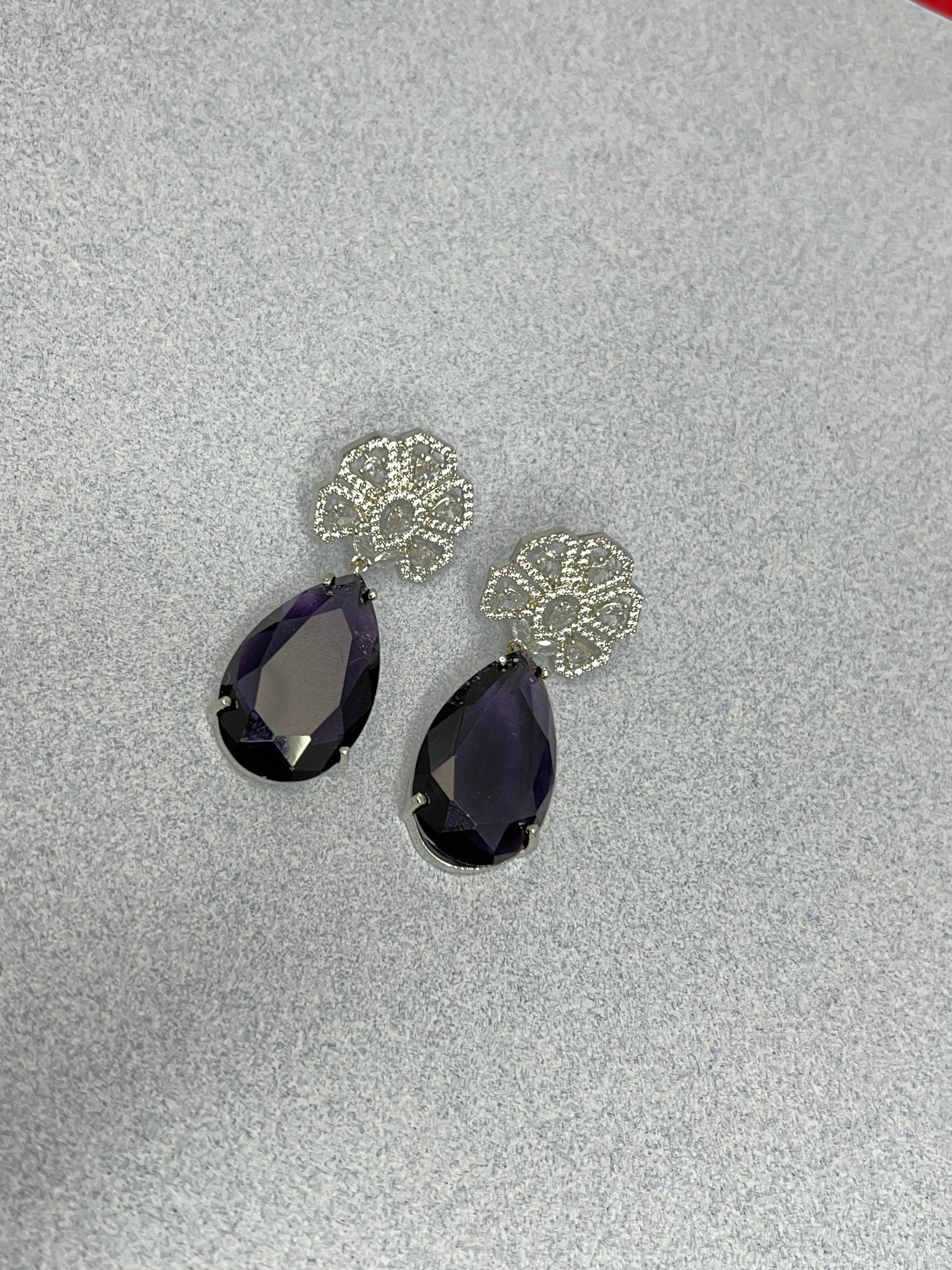 White & Purple Stone Earring 1451 - Mahilas